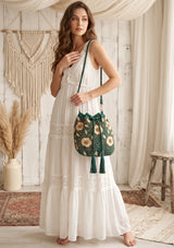 ibBan Floral Embellished Canvas Bucket Bag - Johri