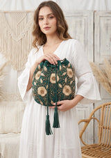 ibBan Floral Embellished Canvas Bucket Bag - Johri