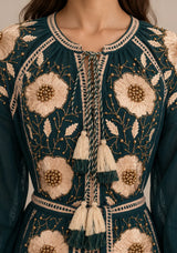ibBan Floral Embroidered Cotton Long Dress - Johri