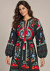 ibBanEmbroidered Cotton Maxi Dress with Tassel Tie - Hami