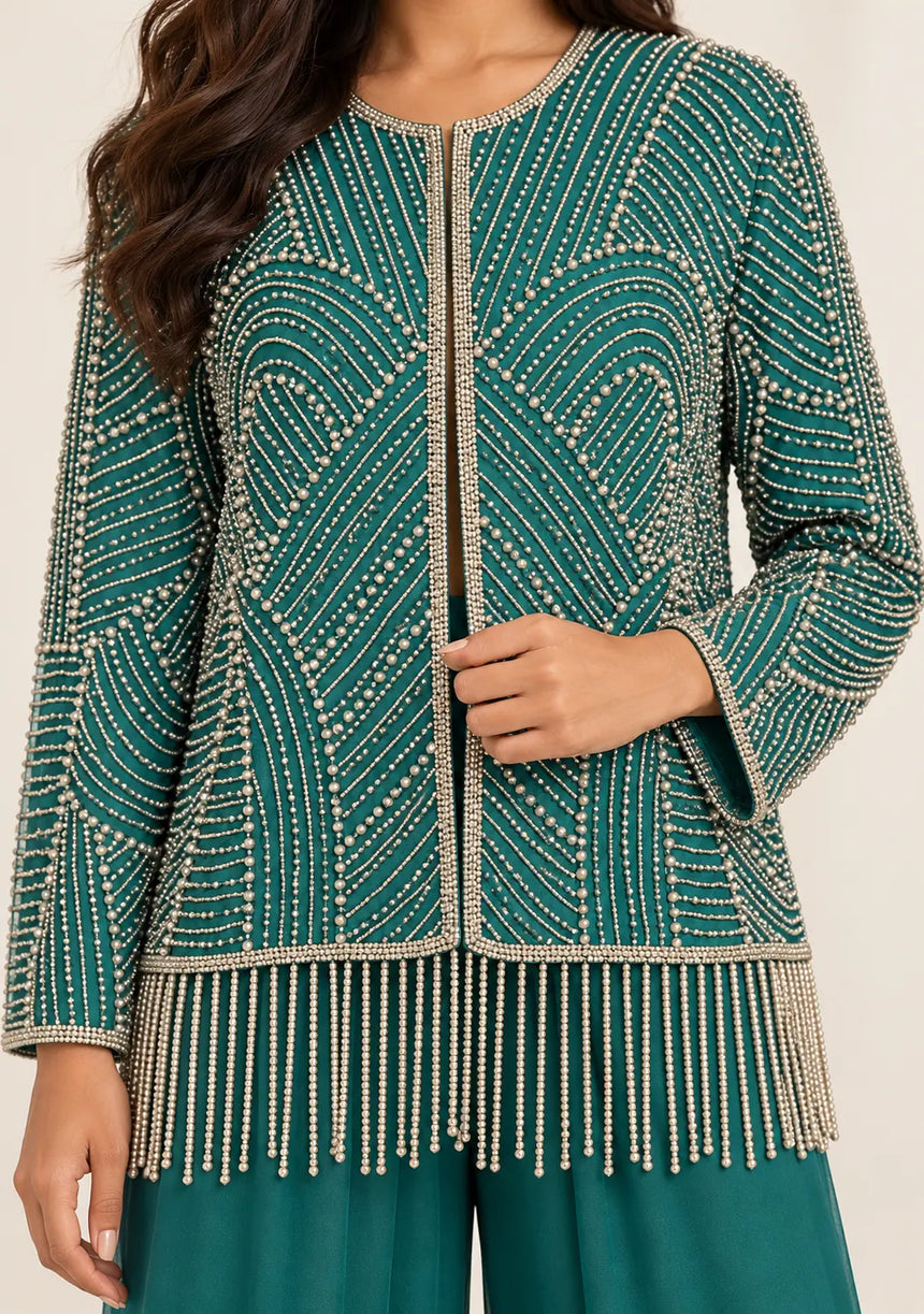 ibBan Women’s  Beaded Jacket and Pant Set - Zarina