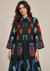 ibBan Embroidered Cotton Tiered Shirt Collor Tunic  - Ambir