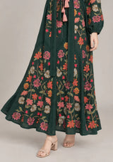 ibBan Floral Embroidered Maxi Dress with Tassel - Ravila