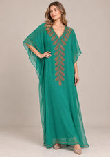 ibBan Women’s Hand Embroidered Georgette Kaftan Dress -Tanzeen
