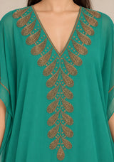ibBan Women’s Hand Embroidered Georgette Kaftan Dress -Tanzeen