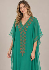 ibBan Women’s Hand Embroidered Georgette Kaftan Dress -Tanzeen