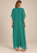 ibBan Women’s Hand Embroidered Georgette Kaftan Dress -Tanzeen
