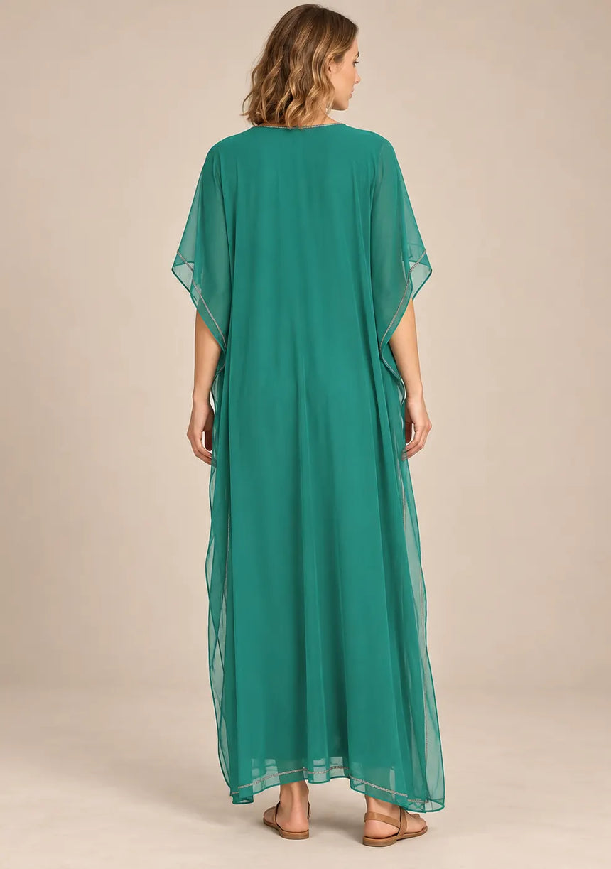 ibBan Women’s Hand Embroidered Georgette Kaftan Dress -Tanzeen