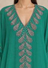 ibBan Women’s Hand Embroidered Georgette Kaftan Dress -Tanzeen