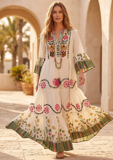 Minivestido de lino para mujer con cuello en V - Romi