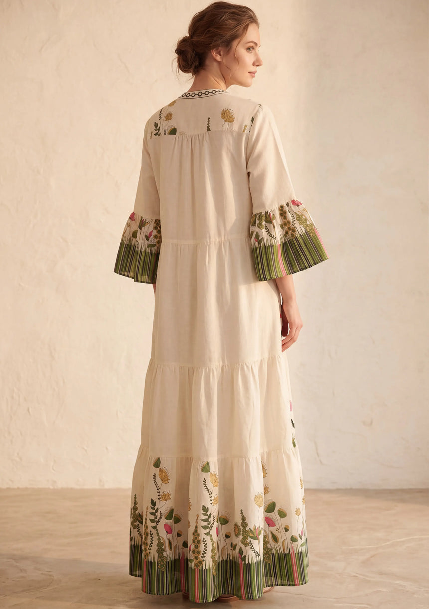 Minivestido de lino para mujer con cuello en V - Romi