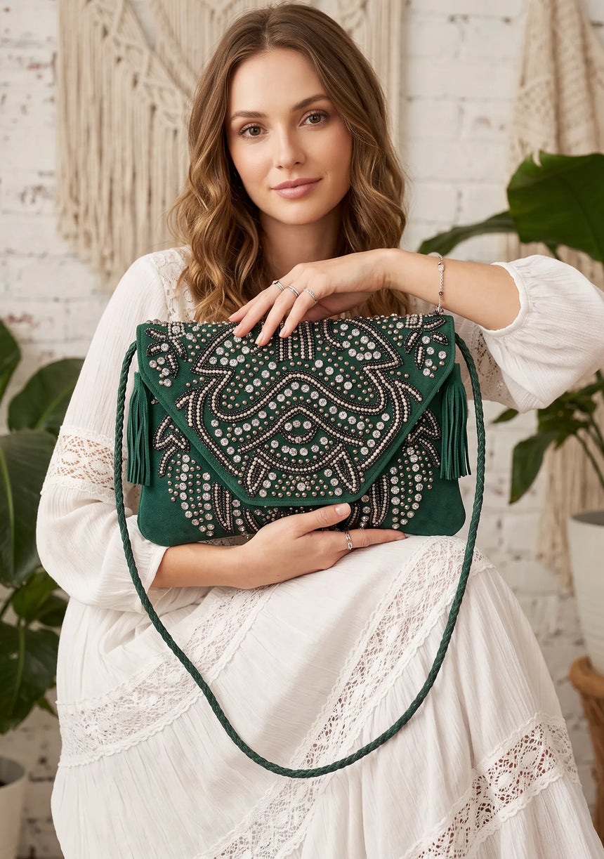 ibBan Embellished Canvas Crossbody Wallet Bag -  Masum
