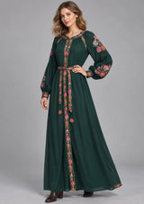 ibBan Floral Cotton Long Dress wint Hand Embroidery - Zayra