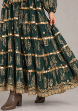 ibBan Cotton Lurex Tiered Long Dress - Chari
