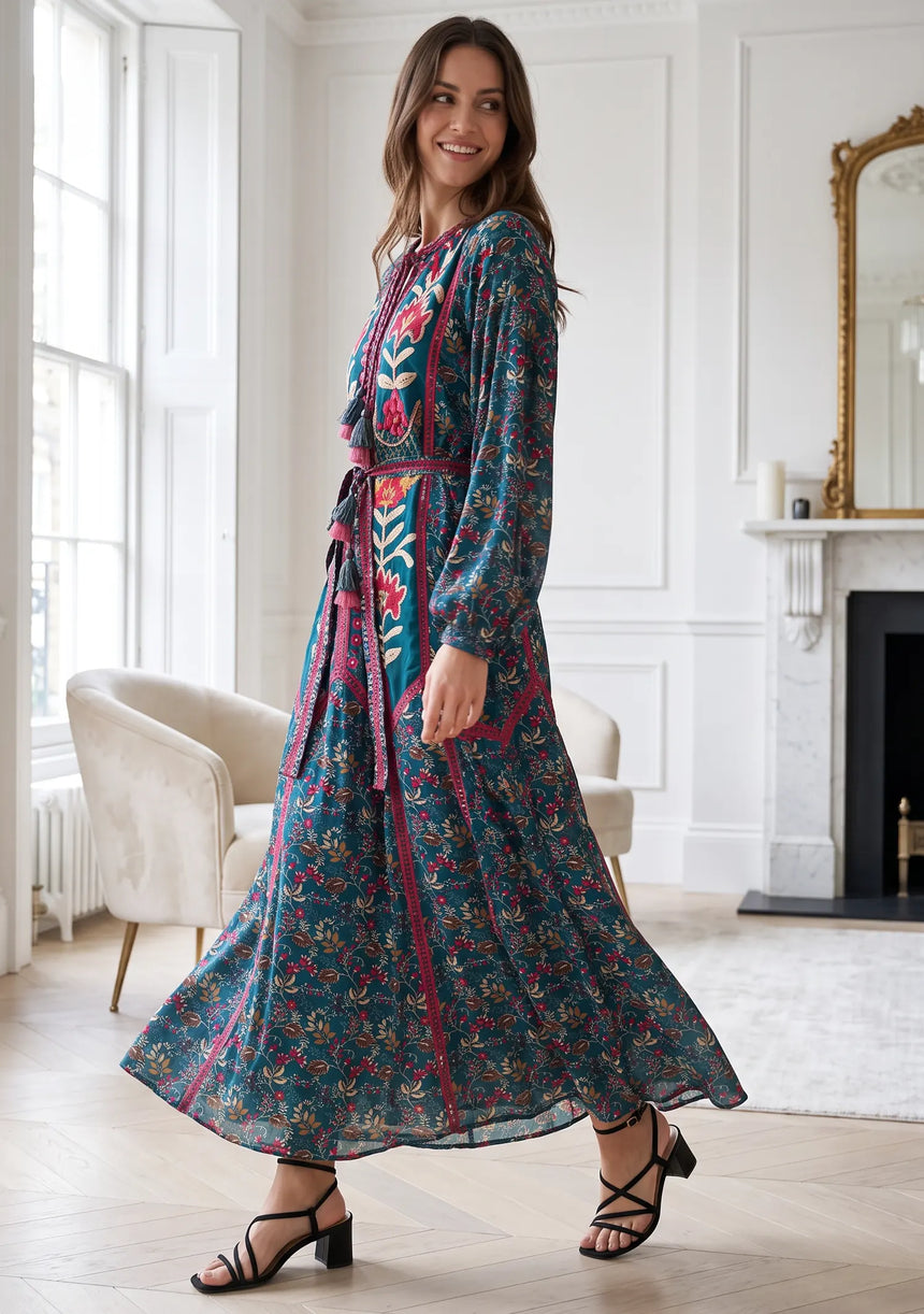 ibBan Women’s Printed Cotton Long Dress - Rifa
