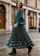 ibBan Hand Embroidered Winter Tunic Dress | Luxury Bohemian Elegance - Melida