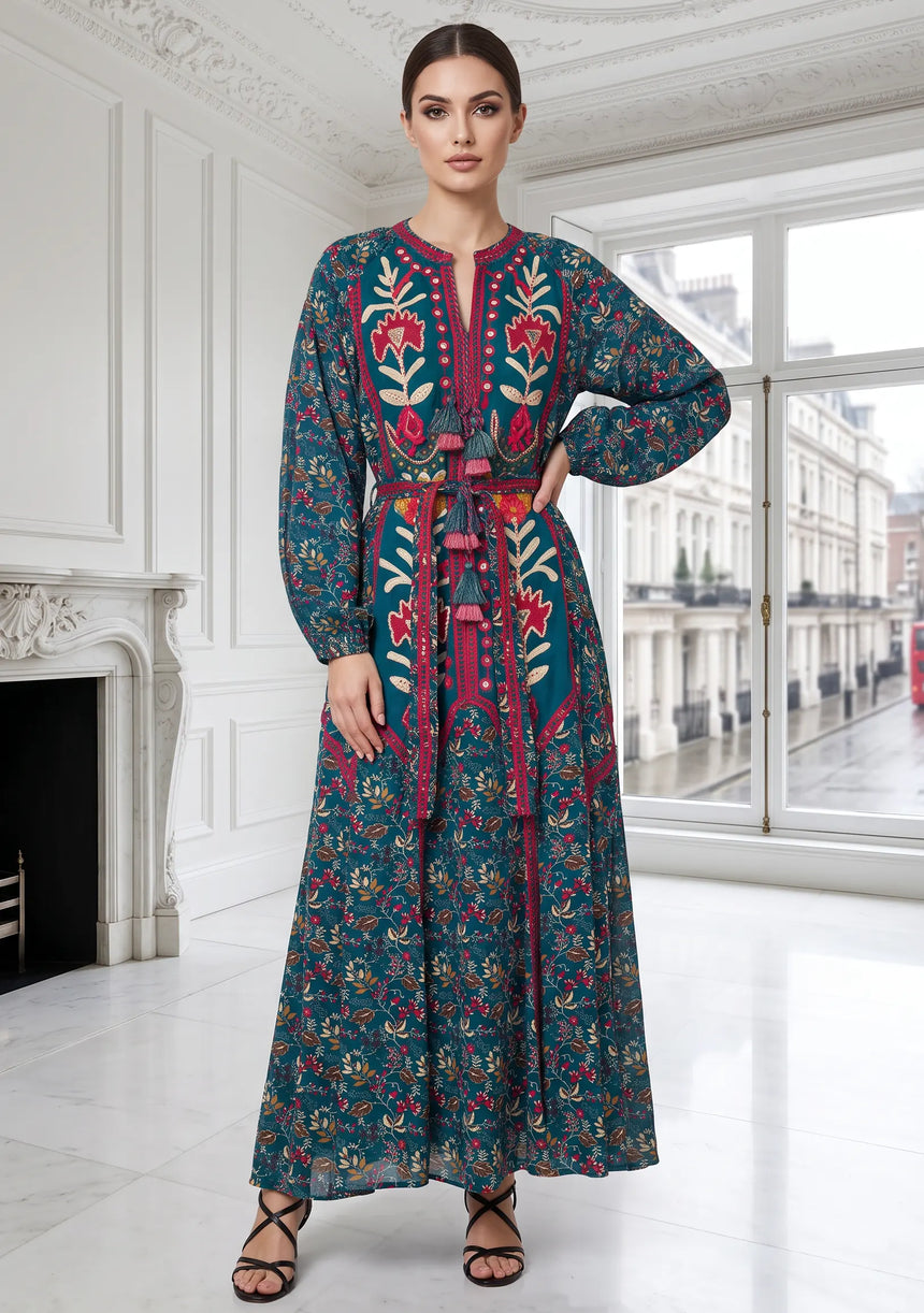 ibBan Women’s Printed Cotton Long Dress - Rifa