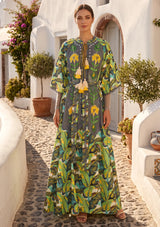 ibBan Embroidered Boho Cotton Maxi Dress with Tassel Tie - Fabiza