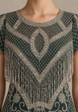 ibBan Party Midi Dress with Hand Beadwork & Fringe - Darya