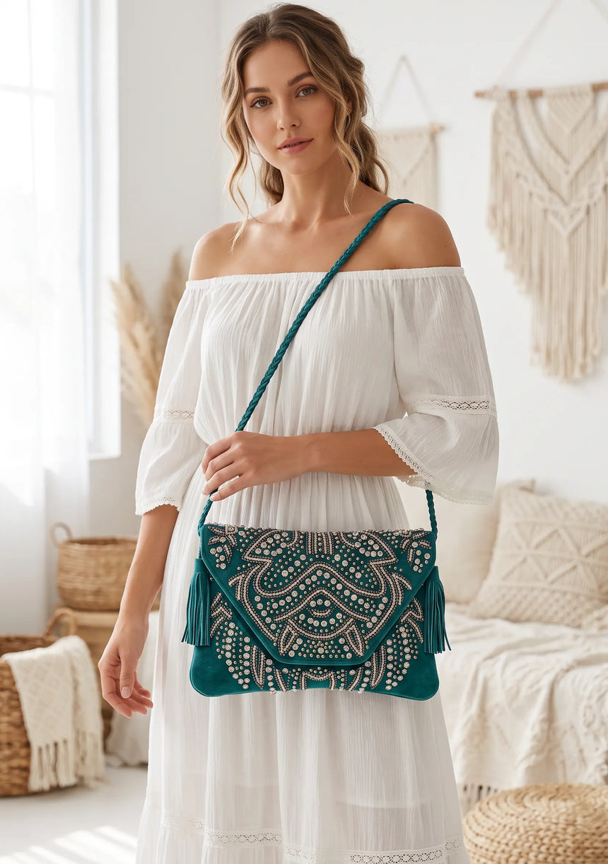 ibBan Embellished Canvas Crossbody Wallet Bag -  Masum