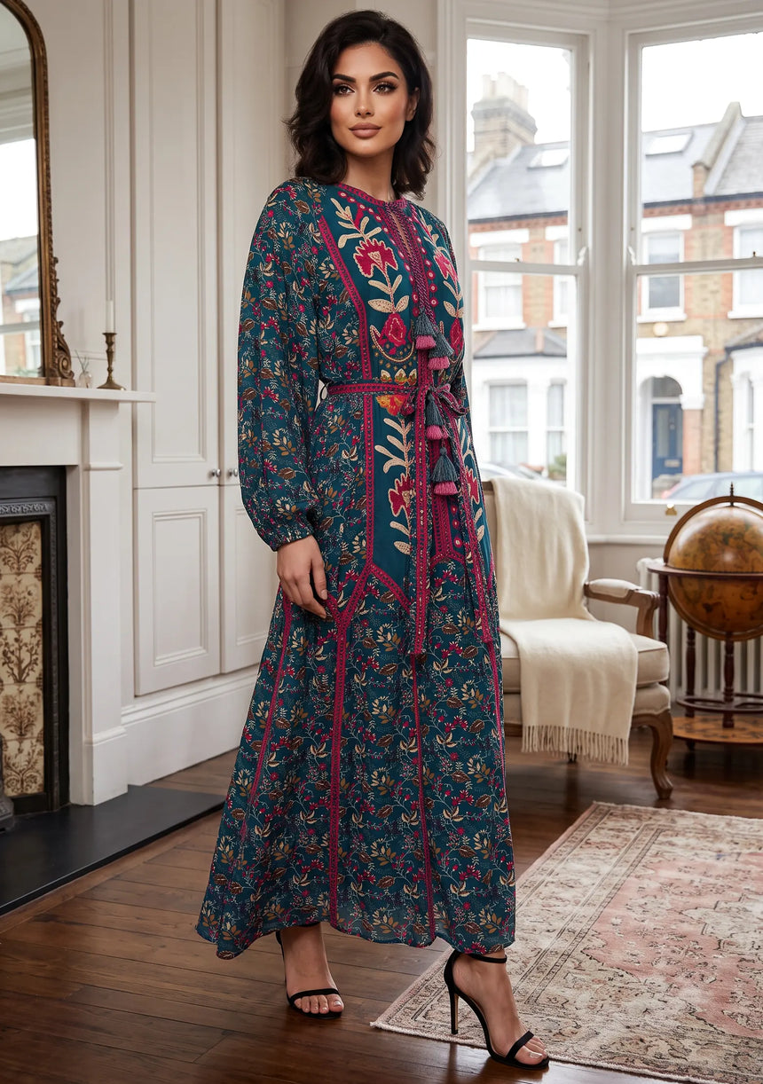 ibBan Women’s Printed Cotton Long Dress - Rifa