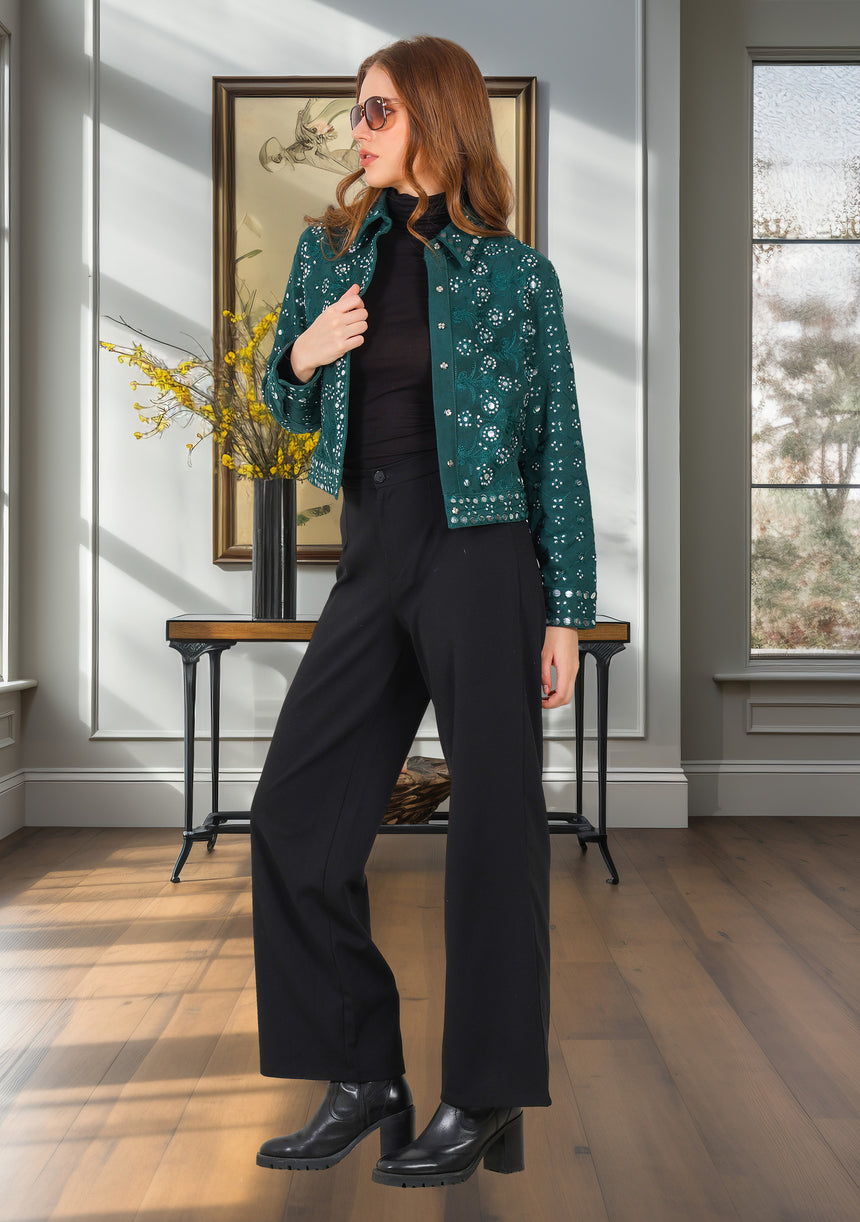 ibBan Women's Winter Hand Embroidered Jacket | Luxury Designer - Inshi
