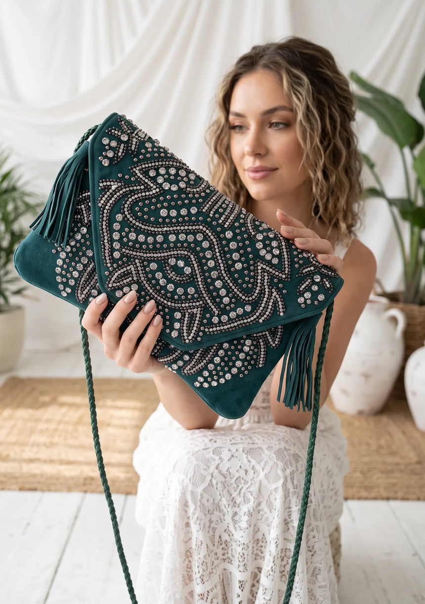 ibBan Embellished Canvas Crossbody Wallet Bag -  Masum