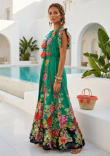 ibBan Floral Hand Embroidered Cotton Long Dres -Nagozi