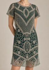 ibBan Party Midi Dress with Hand Beadwork & Fringe - Darya