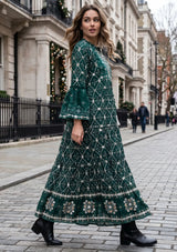 ibBan Hand Embroidered Winter Tunic Dress | Luxury Bohemian Elegance - Melida