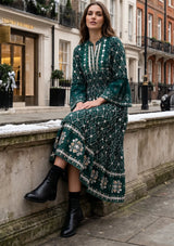 ibBan Hand Embroidered Winter Tunic Dress | Luxury Bohemian Elegance - Melida