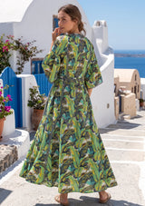 ibBan Embroidered Boho Cotton Maxi Dress with Tassel Tie - Fabiza