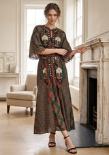ibBan Women’s Printed Cotton  Long Dress One Size -Shyana