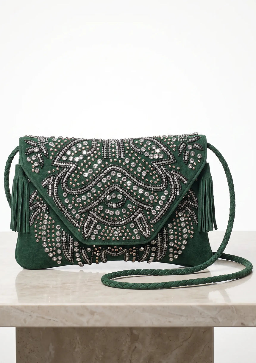 ibBan Embellished Canvas Crossbody Wallet Bag -  Masum