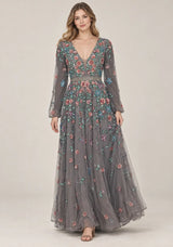 ibBan Women’s  Long Dress with Hand Embroidery - Aabish