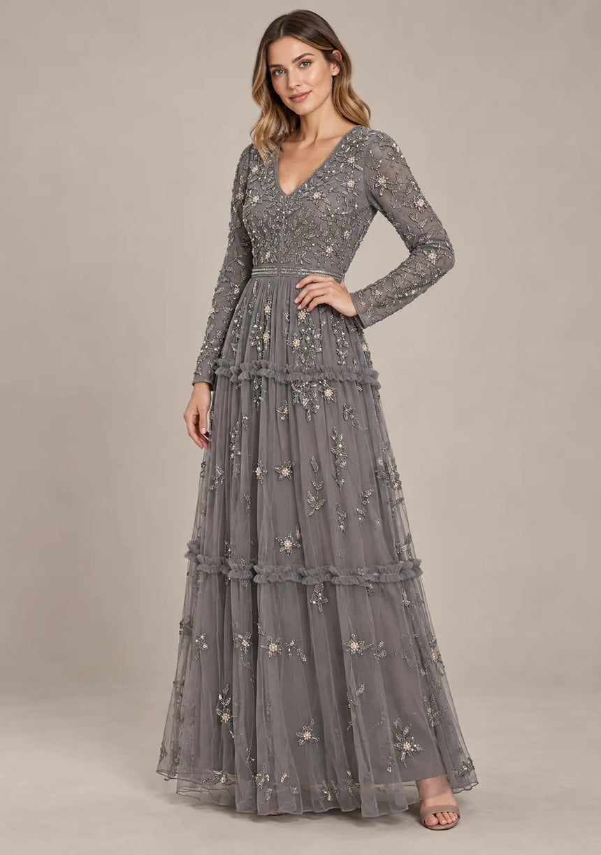 ibBan Women’s Party Long Dress with Hand Embroider -Raneem