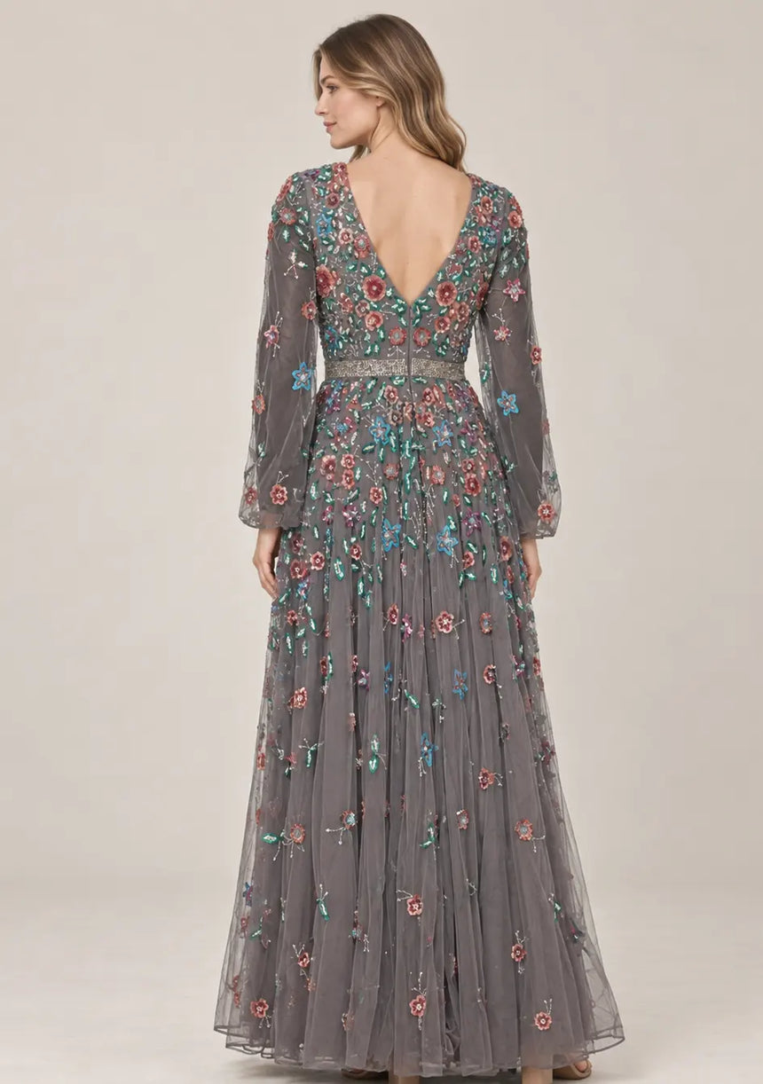 ibBan Women’s  Long Dress with Hand Embroidery - Aabish