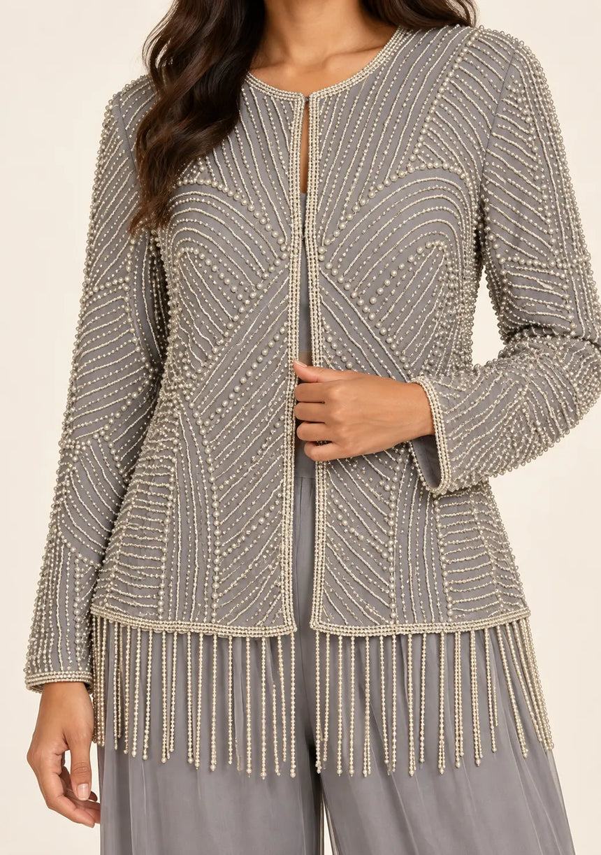 ibBan Women’s  Beaded Jacket and Pant Set - Zarina
