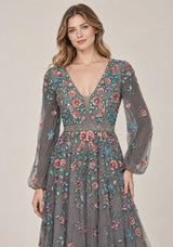 ibBan Women’s  Long Dress with Hand Embroidery - Aabish