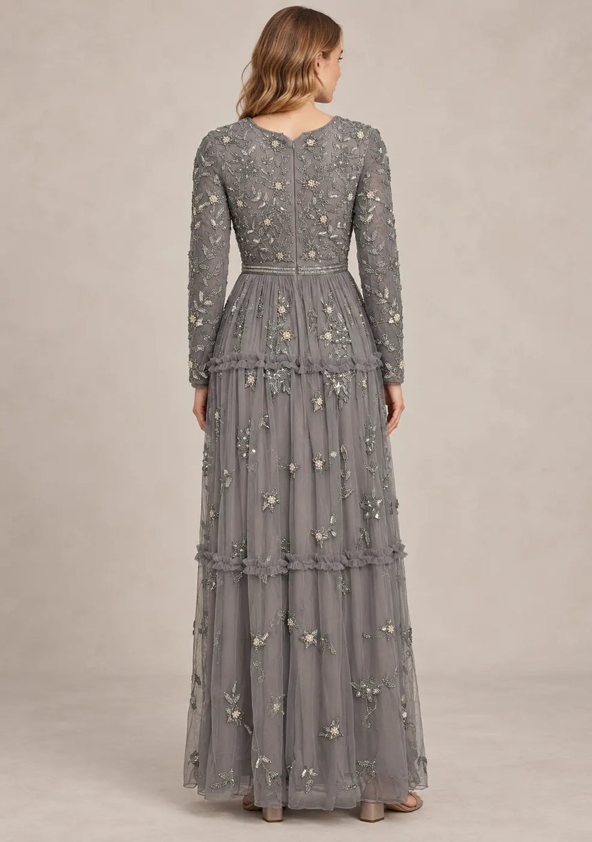 ibBan Women’s Party Long Dress with Hand Embroider -Raneem