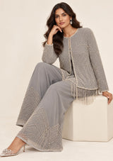 ibBan Women’s  Beaded Jacket and Pant Set - Zarina