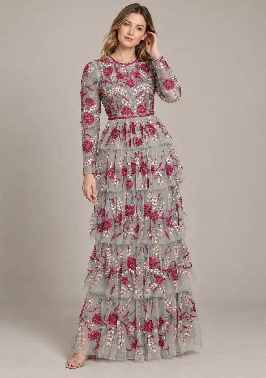 Women’s Party Dress with Hand Embroidery - Naegiza