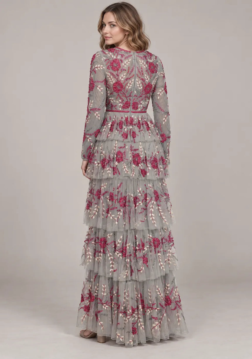Women’s Party Dress with Hand Embroidery - Naegiza