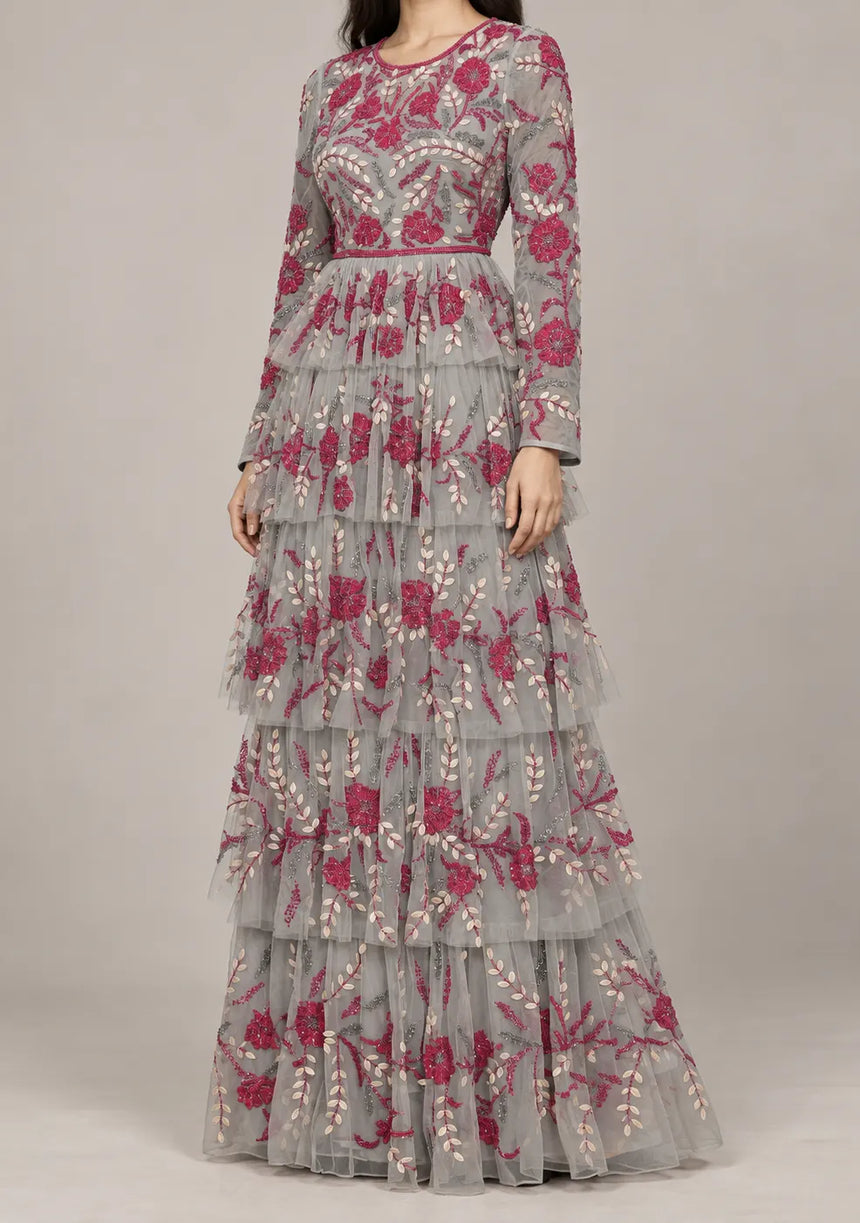 Women’s Party Dress with Hand Embroidery - Naegiza