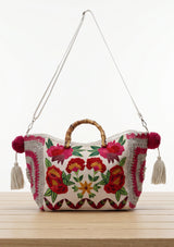 ibBan Women's Hand Embroidered Floral Tote Bag - Gypsy | Artisan Canvas Handbag