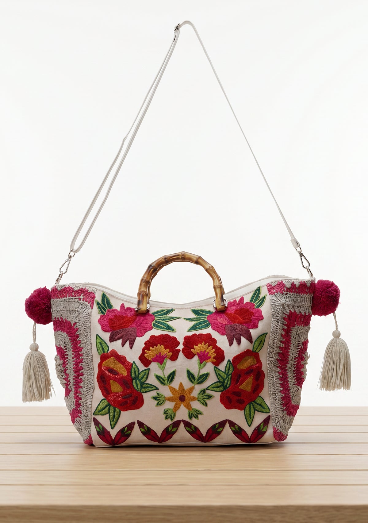 ibBan Women's Hand Embroidered Floral Tote Bag - Gypsy
