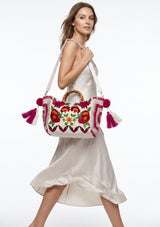 ibBan Women's Hand Embroidered Floral Tote Bag - Gypsy | Artisan Canvas Handbag