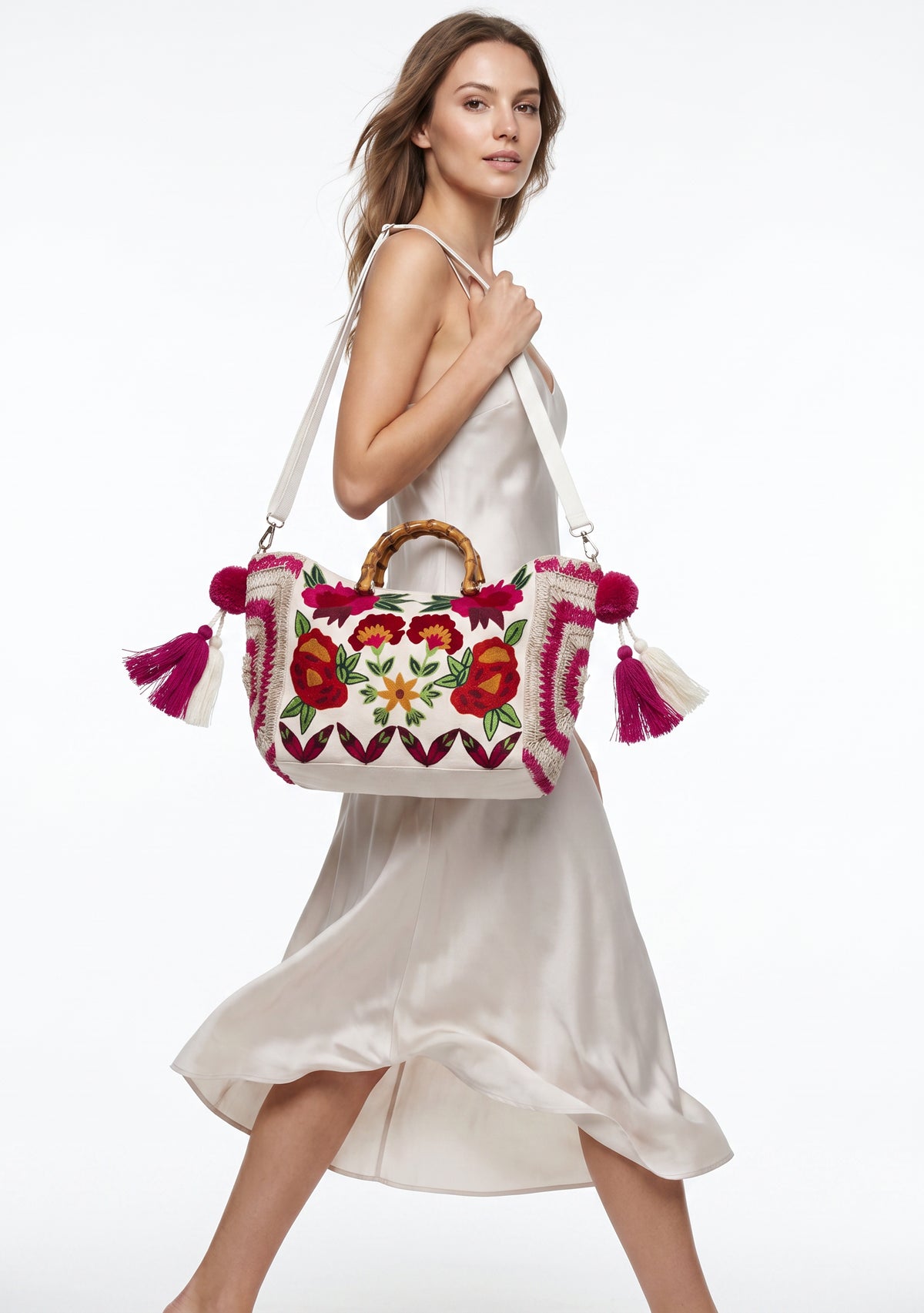 ibBan Women's Hand Embroidered Floral Tote Bag - Gypsy