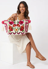 ibBan Women's Hand Embroidered Floral Tote Bag - Gypsy | Artisan Canvas Handbag