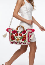 ibBan Women's Hand Embroidered Floral Tote Bag - Gypsy | Artisan Canvas Handbag
